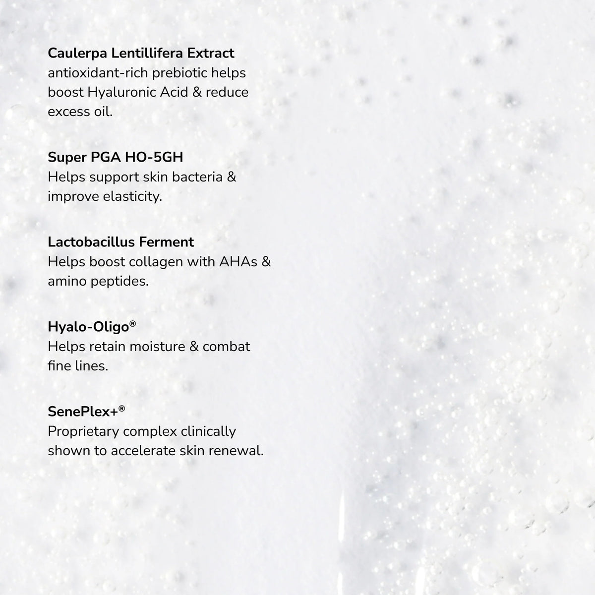 SeneGence Microbiome Boosting Serum ingredient list.