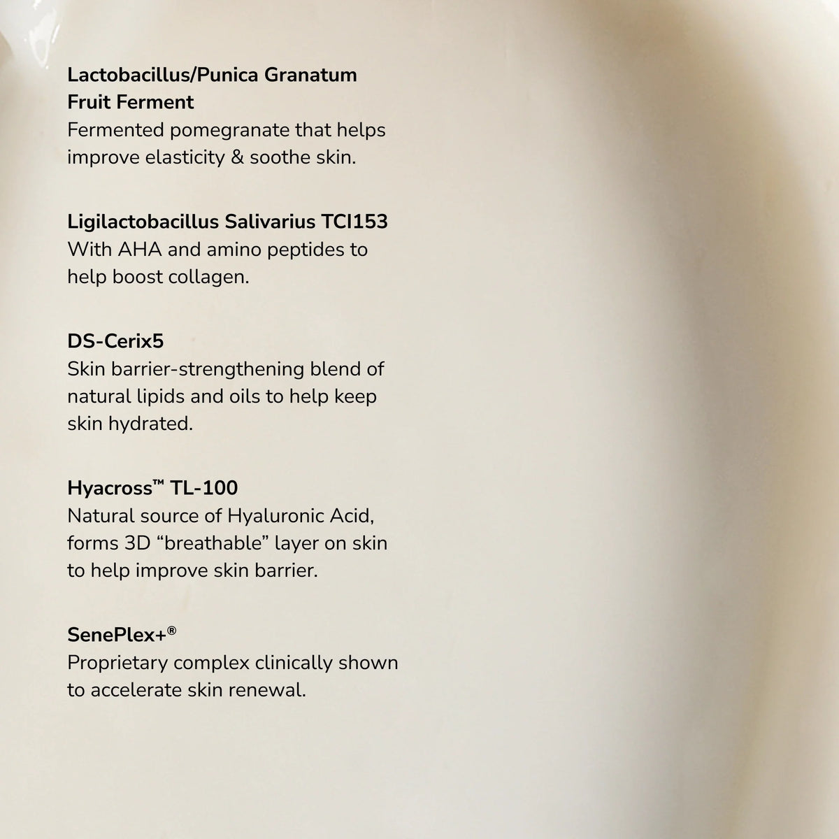 Microbiome Restorative Evening Moisturizer ingredient list.